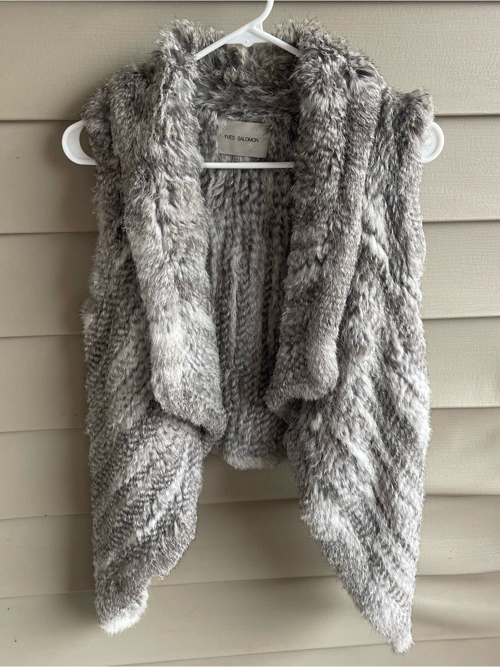 Yves Salomon Gradient Rabbit Fur Vest Grey Size S France